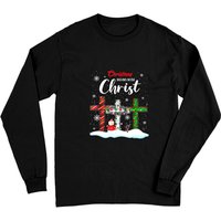 Christmas Begins With Christ Snowman Christian Cross Xmas Pullover Long Sleeves — Mens T Shirts