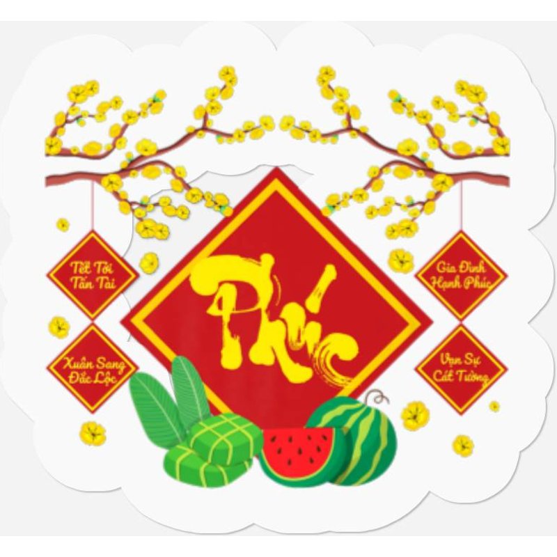 Lunar Vietnamese New Year Decorations 2022 | Phuc Stickers — Stickers & Decals