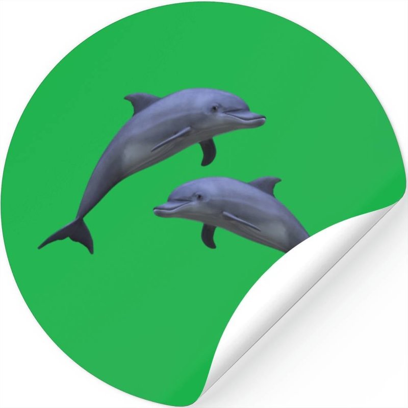 With Cheerful Sea Dolphins Stickers — Autocollants et stickers