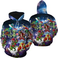 Alien Santas Christmas 3d Hoodie, Funny Christmas Shirt — Sweats à capuche pour hommes
