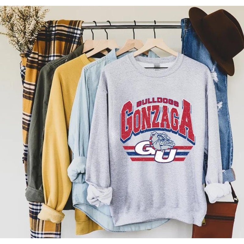 Vintage Gonzaga Bulldogs University Crewneck Sweatshirt, Crewneck Sweatshirt — Sweats à capuche pour hommes