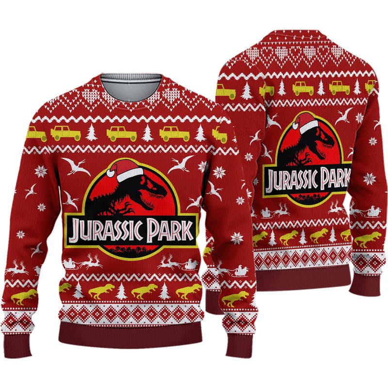Jurassic Park Ugly Christmas 3d Sweater