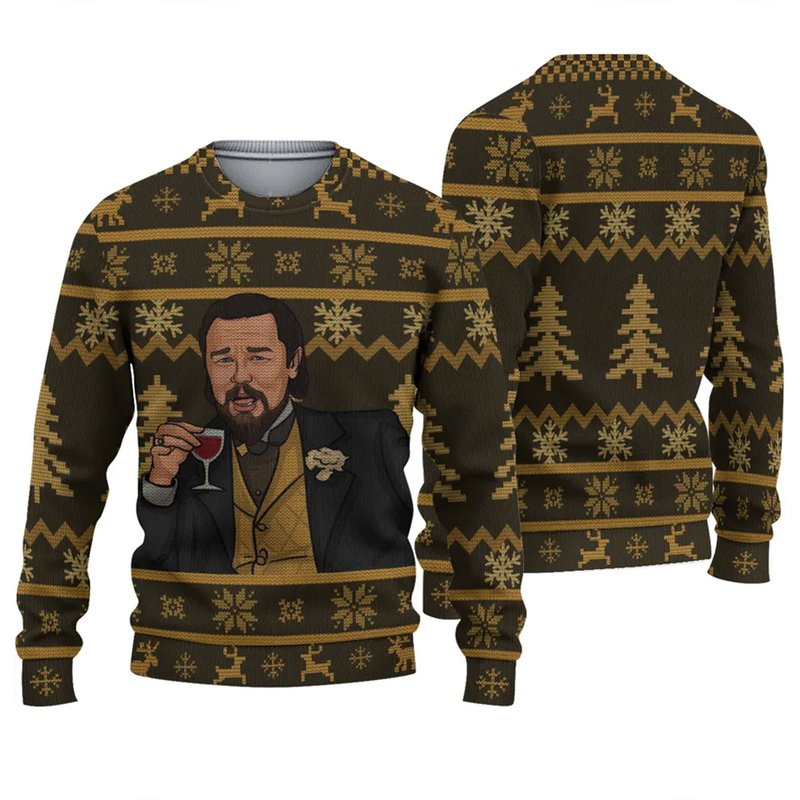 Leonardo Dicaprio Laughing Meme Christmas Knitted Ugly 3d Sweater