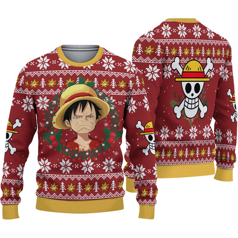 Monkey D. Luffy Ugly Christmas Sweater — Chandails pour hommes