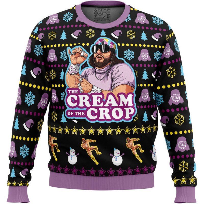 The Cream Of The Crop Macho Man Randy Savage Pro Wrestling Ugly Christmas Sweater — Chandails pour hommes