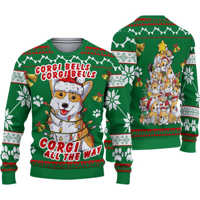 Corgi Dog Bells Christmas Ugly Christmas Sweater