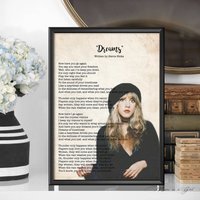 Stevie Nicks Art, Fleetwood Mac, Dreams Lyrics Poster — Posters & Prints