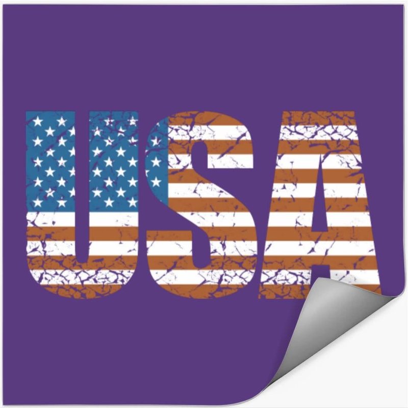 Vintage Usa Letters With The American Flag Sweat Stickers — Stickers & Decals