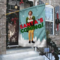 Elf In Christmas Welcome House Flag