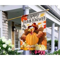 Happy Thanksgiving Flag Gobble Gobble Turkey House Flag