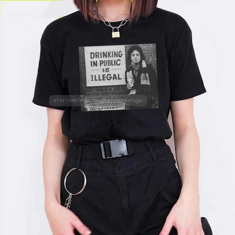 Billy Joel Vintage Shirt, Drinking In Public Is Illegal Billy Joel T-shirt — Mens T Shirts