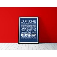 Piano Man - Billy Joel Print Quote Song Lyric Poster