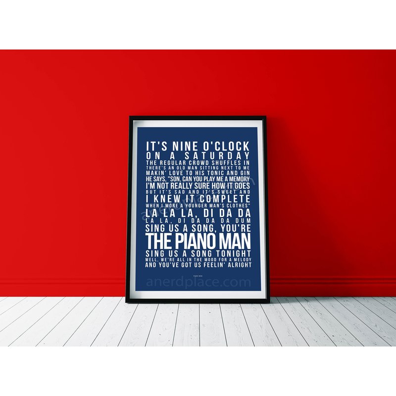 Piano Man - Billy Joel Print Quote Song Lyric Poster — Posters & Prints