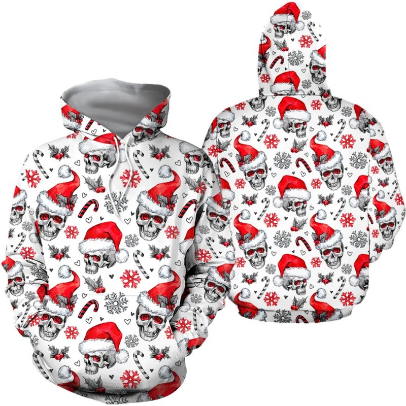 Christmas Skull Candy Cane 3d Hoodie — Sweats à capuche pour hommes
