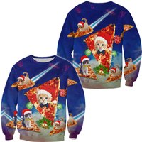 Christmas Pizza Cat 3d Sweater