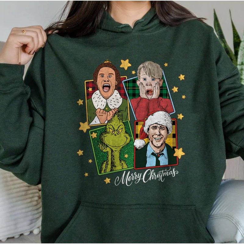 Christmas Movies Character Sweatshirt, Christmas — Sweats à capuche pour hommes
