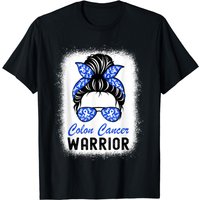 Colon Cancer Awareness Shirt Colorectal Cancer Messy Bun T-shirt