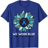 We Wear Blue Colon Cancer Awareness Month Ribbon Sunflower T-shirt — T-shirts pour hommes