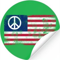 American Flag & Peace Symbol Distressed Design Stickers