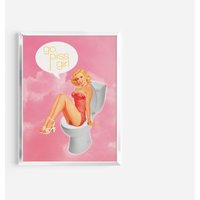 Funny Go Piss Girl Pink Print, Trendy Bathroom Quote Poster — Affiches et impressions