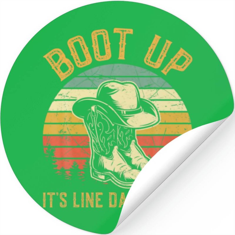 Boot Up It's Line Dance Time Funny Dancing Country Stickers — Stickers & Decals