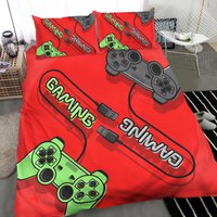 Colorful Gamepad Comforter Cover King Size Modern Gamers Bedding Set