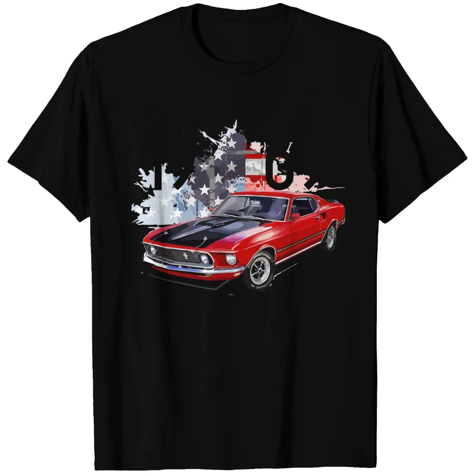 1969 Red Mustang Mach 1 American Muscle Car T-shirt — T-shirts pour hommes