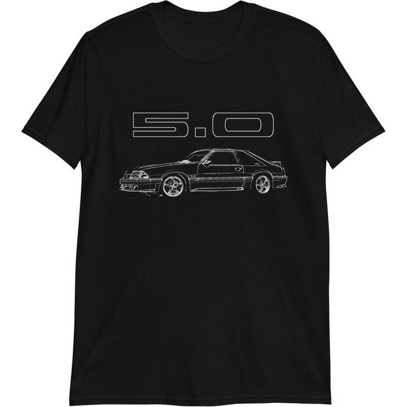 Third Generation Mustang Gt Fox Body Foxbody 5.0 Line Art T-shirt — T-shirts pour hommes