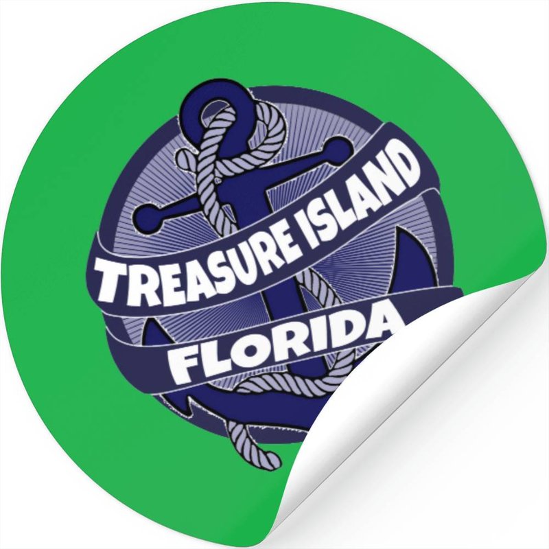 Treasure Island Florida Anchor Swirl T Stickers — Stickers & Decals