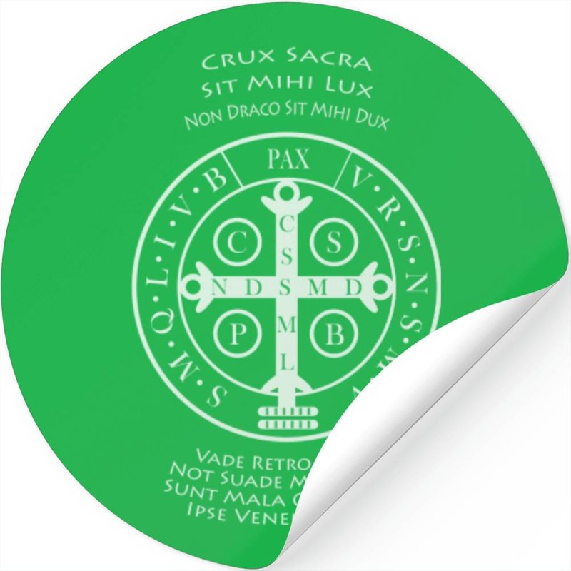 St Benedict Medal With Latin Prayer Stickers — Autocollants et stickers