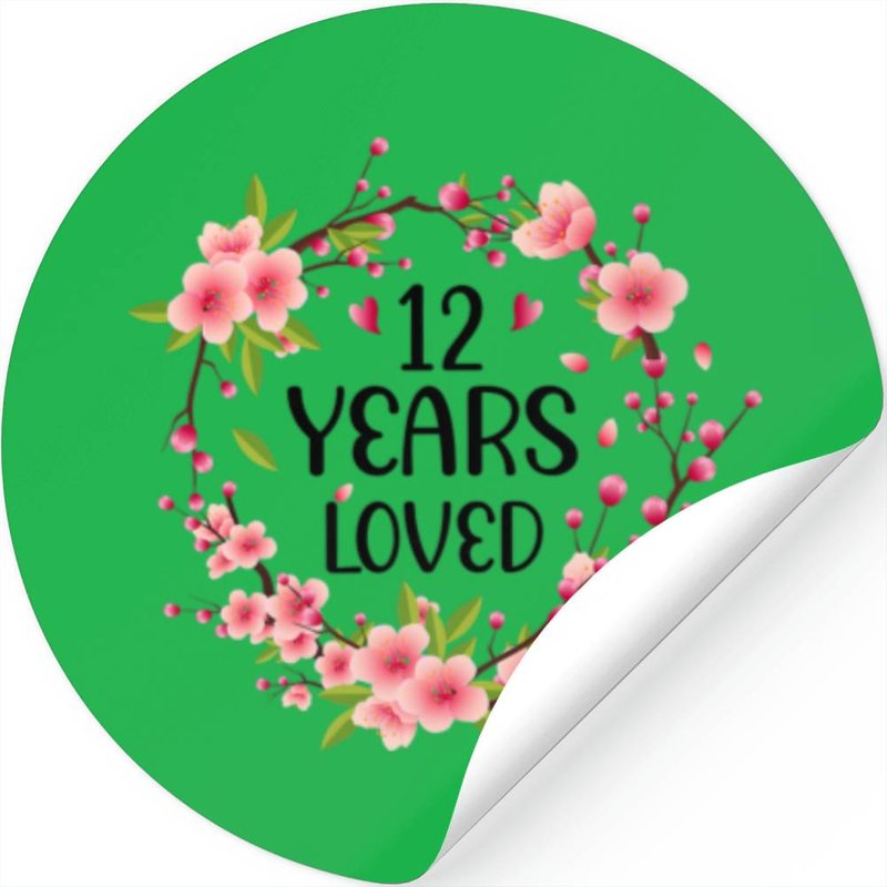 Floral 12 Year Old 12th Anniversary Men Women 12 Y Stickers — Autocollants et stickers