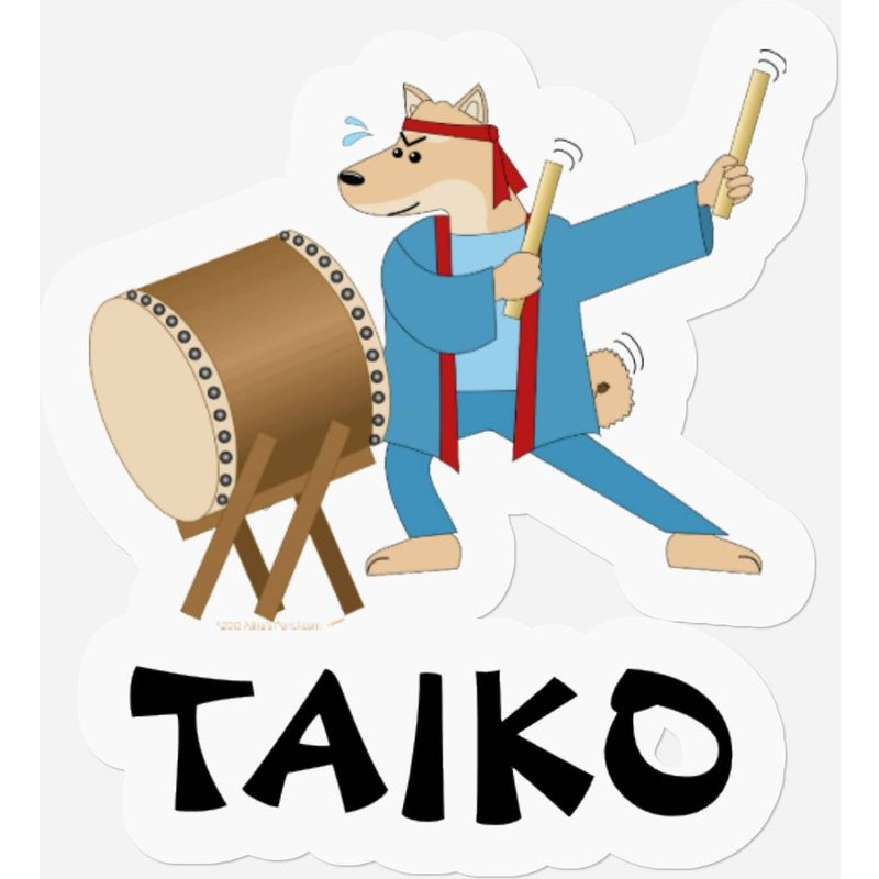 Taiko Drum Cartoon Dog Taiko Drummer Stickers — Stickers & Decals