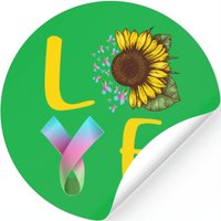 Love Metastatic Breast Cancer Ribbon Sunflower Stickers