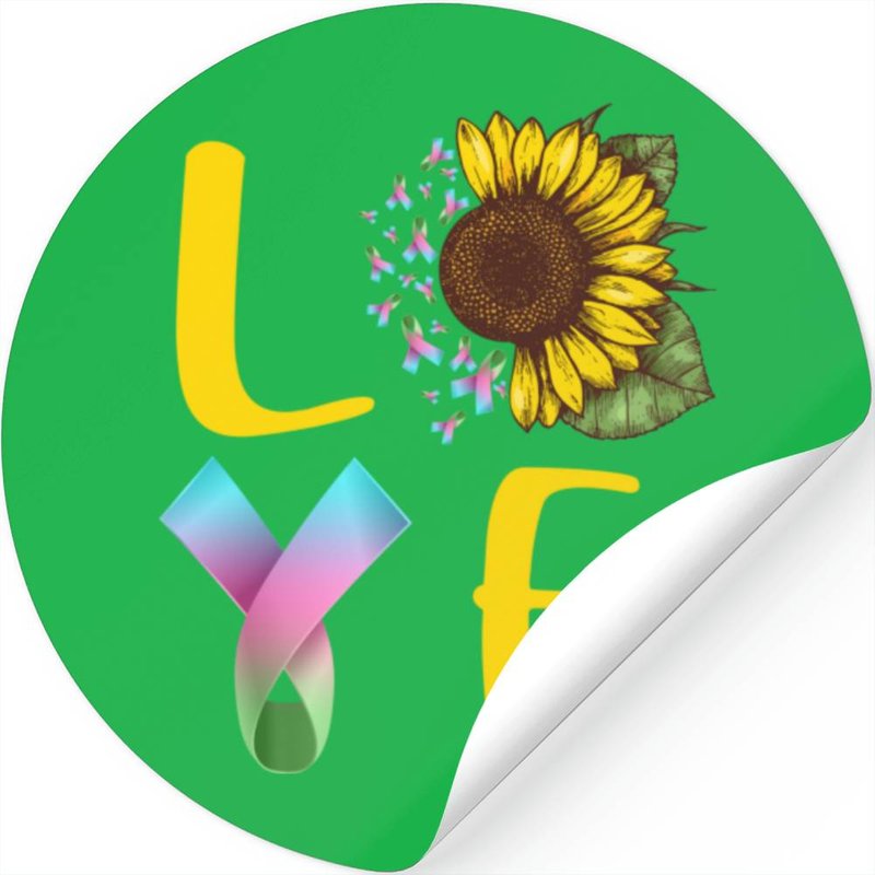 Love Metastatic Breast Cancer Ribbon Sunflower Stickers — Stickers & Decals