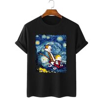 Calvin And Hobbes Starry Night T-shrit — T-shirts pour hommes