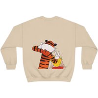Front And Back Calvin And Hobbes Crewneck Sweatshirt