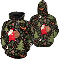 Black Santa Claus Christmas 3d Hoodie — Sweats à capuche pour hommes