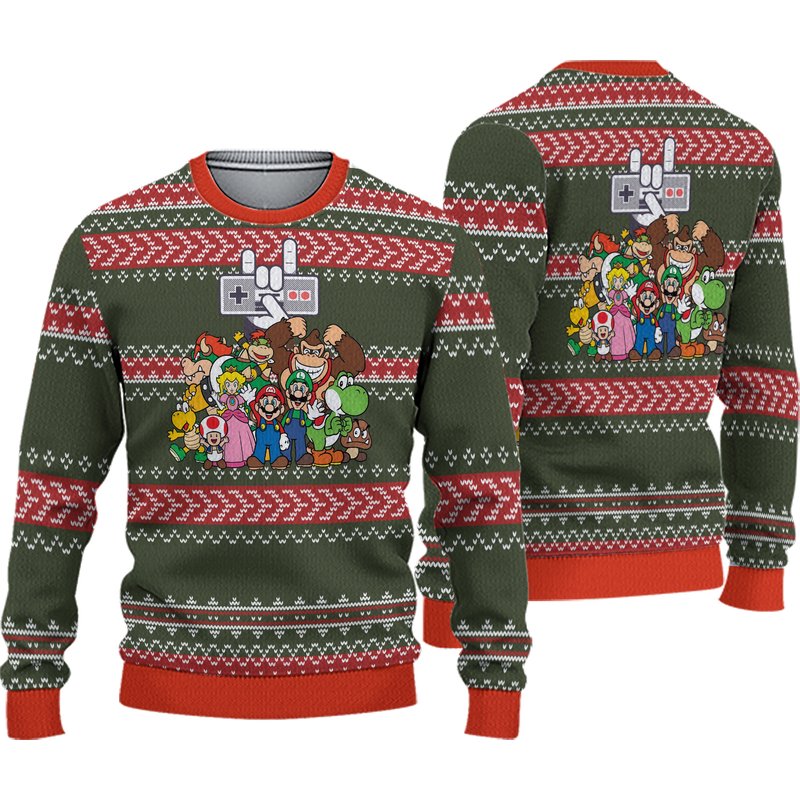 New Donkey Kong With Friends Super Mario Ugly Christmas Sweater — Chandails pour hommes