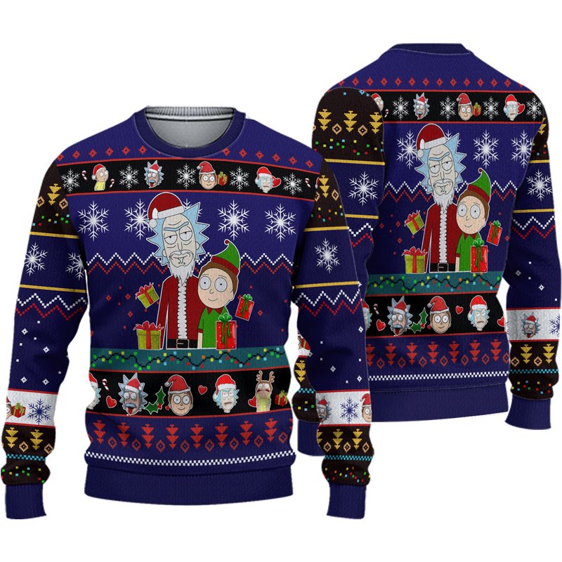 Christmas Cool Rick And Morty Ugly Christmas Sweater — Chandails pour hommes