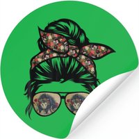 Opposum Messy Bun Hair Flower Glasses Stickers