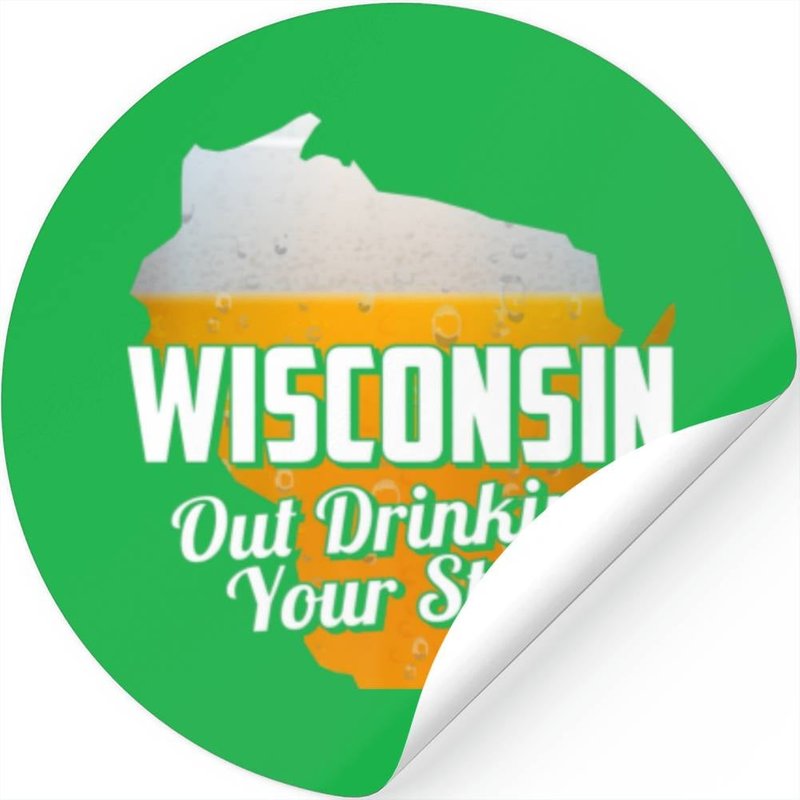 Out Drinking Your State Since 1848 Beer Wisconsin Stickers — Autocollants et stickers