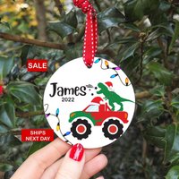 Boys Christmas Ornament - Personalized Dinosaur Christmas Ornament — Ornements