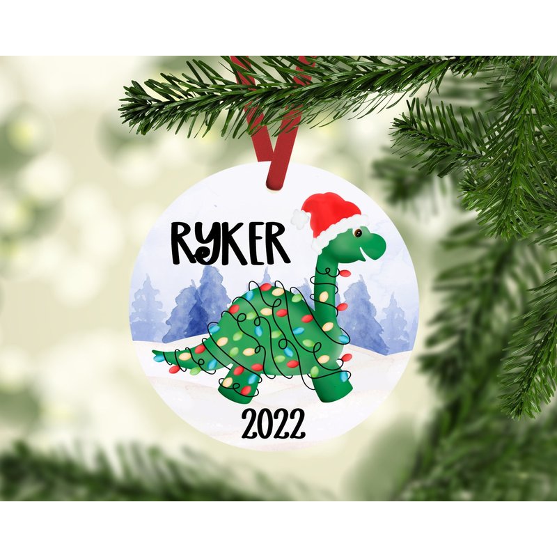 Personalized Dinosaur Christmas Ornaments | Dinosaur Ornament — Ornements