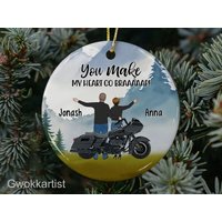 Personalized Name Motorcycle Couple Ornament, Gifts For Motorcycle Lovers — Ornements