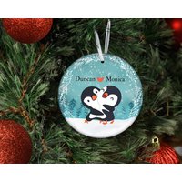 Penguin Couples Ornament Personalized Gift, Penguin Ornament Custom Xmas Ornaments