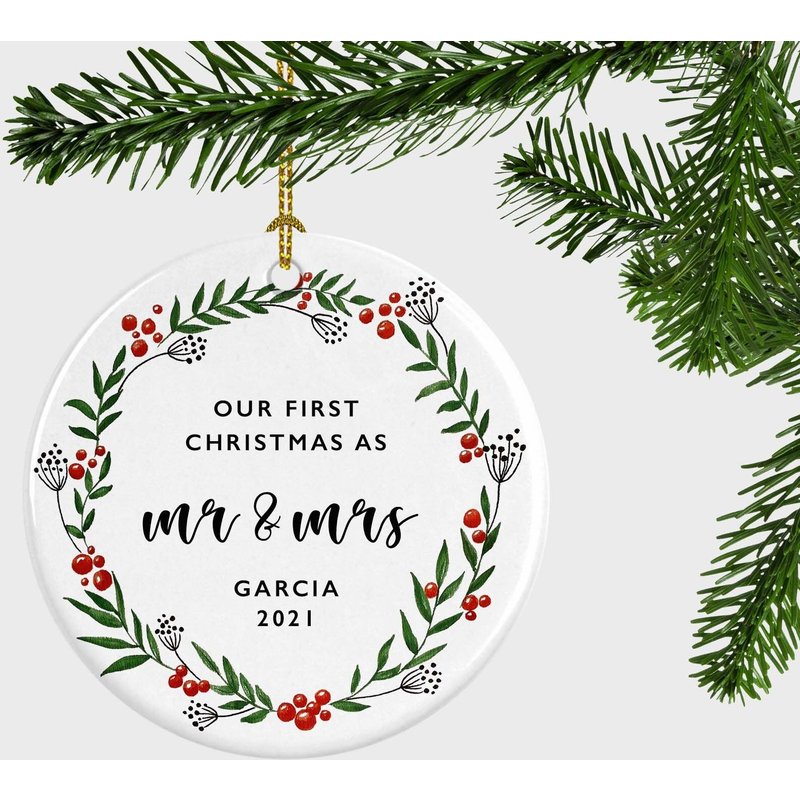 Wedding Gifts For Couple, First Christmas Wedding Ornament — Ornements