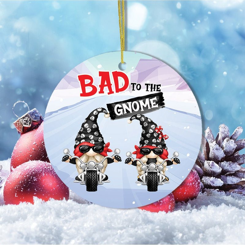 Bad To The Gnome Biker Theme Christmas Ornament — Ornements