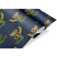 Funny Santa Dragon Gift Wrapping Paper