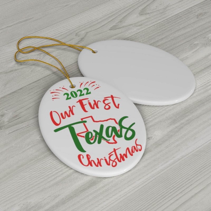 2022 Our First Texas Christmas Tree Ceramic Ornament — Ornaments