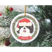 Personalized Shih Tzu (black & White) Christmas Ornament — Ornaments